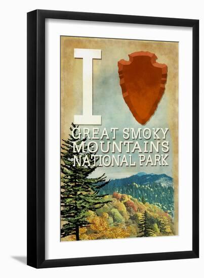 I Heart Great Smoky Mountains National Park-Lantern Press-Framed Art Print