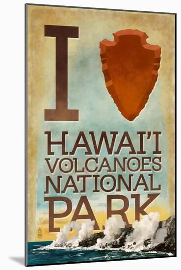 I Heart Hawaii Volcanoes National Park-Lantern Press-Mounted Art Print