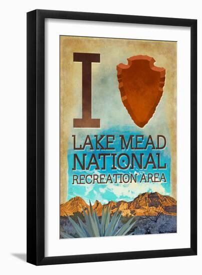 I Heart Lake Mead National Recreation Area-Lantern Press-Framed Art Print