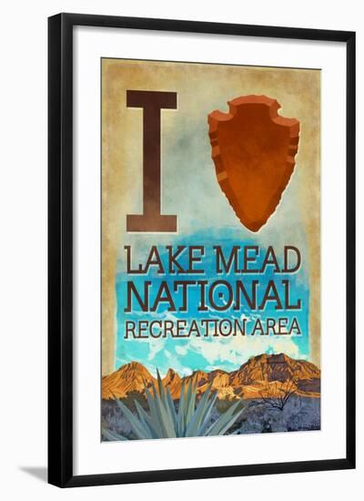 I Heart Lake Mead National Recreation Area-Lantern Press-Framed Art Print