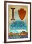 I Heart Lake Mead National Recreation Area-Lantern Press-Framed Art Print