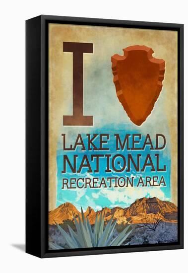 I Heart Lake Mead National Recreation Area-Lantern Press-Framed Stretched Canvas