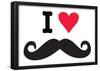 I Heart Love Mustaches Funny Poster-null-Framed Poster