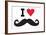 I Heart Love Mustaches Funny Poster-null-Framed Poster