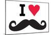 I Heart Love Mustaches Funny Poster-null-Mounted Poster