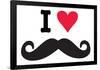 I Heart Love Mustaches Funny Poster-Ephemera-Framed Poster