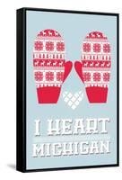 I Heart Michigan - Mittens-Lantern Press-Framed Stretched Canvas