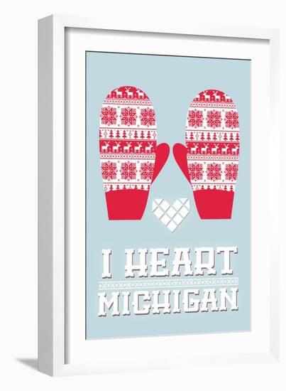 I Heart Michigan - Mittens-Lantern Press-Framed Art Print