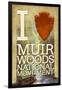 I Heart Muir Woods National Monument-Lantern Press-Framed Art Print