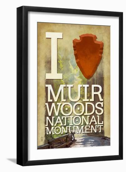 I Heart Muir Woods National Monument-Lantern Press-Framed Art Print