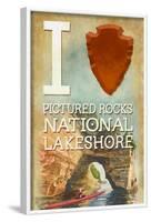 I Heart Pictured Rocks National Lakeshore, Michigan-Lantern Press-Framed Art Print