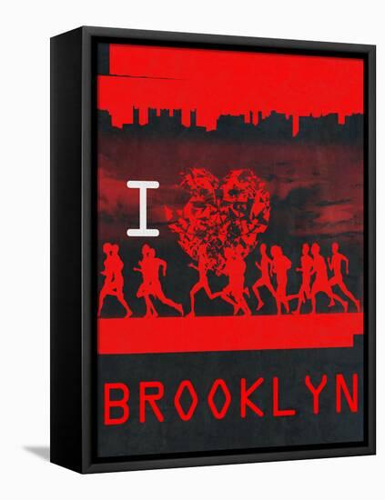 I Heart Running Brooklyn-null-Framed Stretched Canvas