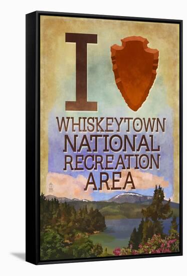 I Heart Whiskeytown National Recreation Area-Lantern Press-Framed Stretched Canvas