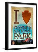 I Heart Yosemite National Park, California-Lantern Press-Framed Art Print