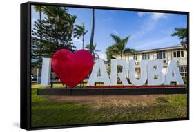 I Love Aruba Sign in Downtown Oranjestad, Capital of Aruba, ABC Islands, Netherlands Antilles-Michael Runkel-Framed Stretched Canvas