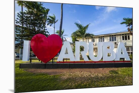I Love Aruba Sign in Downtown Oranjestad, Capital of Aruba, ABC Islands, Netherlands Antilles-Michael Runkel-Mounted Photographic Print