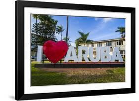 I Love Aruba Sign in Downtown Oranjestad, Capital of Aruba, ABC Islands, Netherlands Antilles-Michael Runkel-Framed Photographic Print