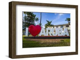 I Love Aruba Sign in Downtown Oranjestad, Capital of Aruba, ABC Islands, Netherlands Antilles-Michael Runkel-Framed Photographic Print