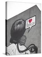 I Love Berlin' Mural on Building, Berlin, Germany-Jon Arnold-Stretched Canvas