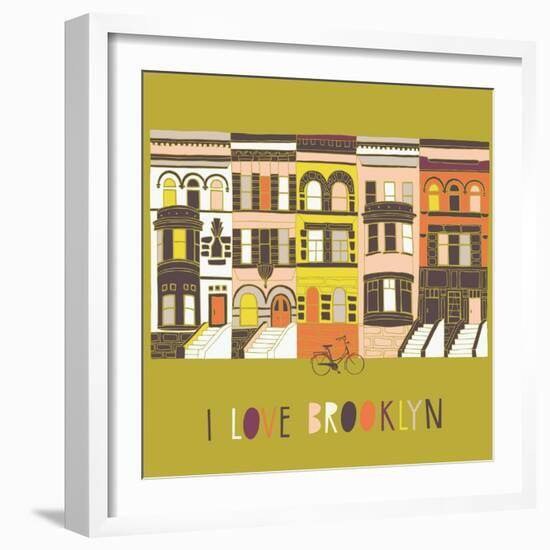 I Love Brooklyn Print Design-Lavandaart-Framed Art Print