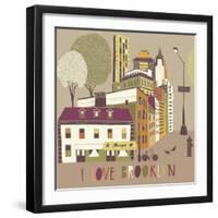 I Love Brooklyn Print Design-Lavandaart-Framed Art Print