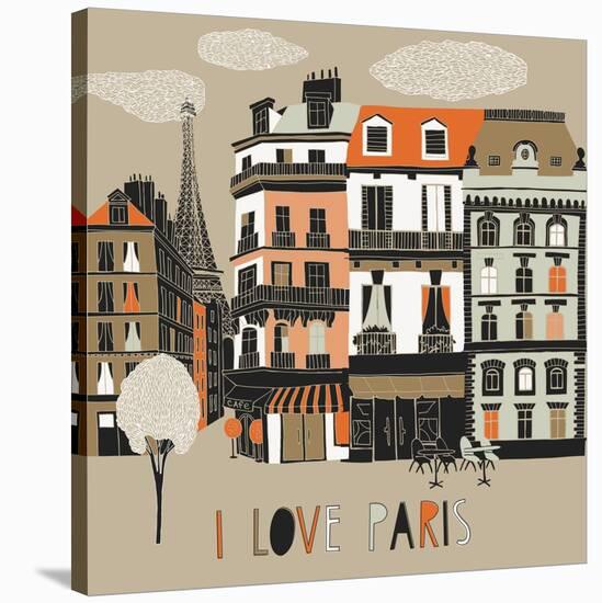 I Love Paris Print Design-Lavandaart-Stretched Canvas