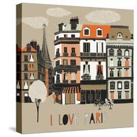 I Love Paris Print Design-Lavandaart-Stretched Canvas