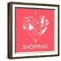 I Love Shopping! A Heart Shape Made of of Different Female Fashion Accessories.-Alisa Foytik-Framed Art Print