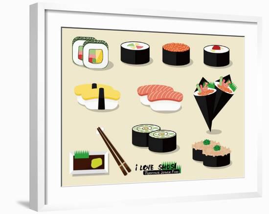 I Love Sushi !-Phoebe Yu-Framed Art Print