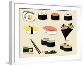 I Love Sushi !-Phoebe Yu-Framed Art Print