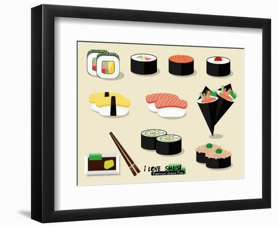 I Love Sushi !-Phoebe Yu-Framed Art Print