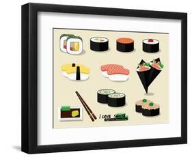 I Love Sushi !-Phoebe Yu-Framed Art Print