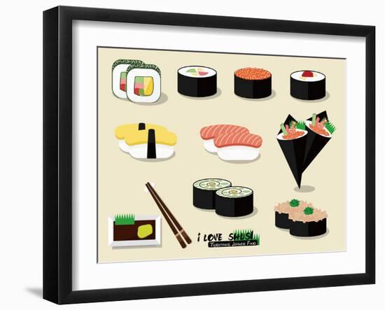 I Love Sushi !-Phoebe Yu-Framed Art Print