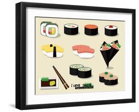 I Love Sushi !-Phoebe Yu-Framed Art Print