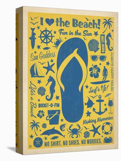 I Love The Beach (Flip Flop)-Anderson Design Group-Stretched Canvas