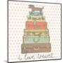 I Love Travel. Travel Conceptual Card with Nice Suitcases in Vector-smilewithjul-Mounted Art Print