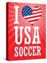 I Love USA Soccer (World Cup, Red) Sports Poster Print-null-Stretched Canvas