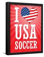 I Love USA Soccer (World Cup, Red) Sports Poster Print-null-Framed Poster