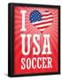 I Love USA Soccer (World Cup, Red) Sports Poster Print-null-Framed Poster