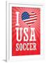 I Love USA Soccer (World Cup, Red) Sports-null-Framed Art Print