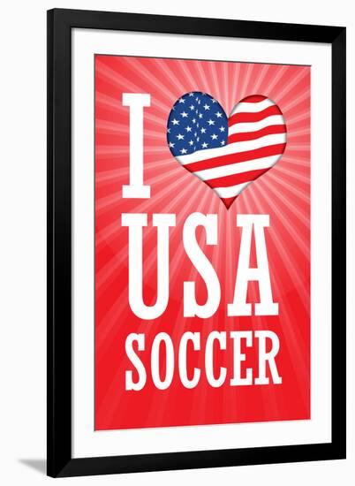 I Love USA Soccer (World Cup, Red) Sports-null-Framed Art Print