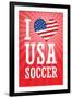 I Love USA Soccer (World Cup, Red) Sports-null-Framed Art Print
