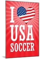 I Love USA Soccer (World Cup, Red) Sports-null-Mounted Art Print