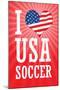 I Love USA Soccer (World Cup, Red) Sports-null-Mounted Art Print