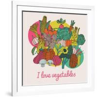 I Love Vegetables - Concept Vector Composition. Bright Tasty Design Element with Tasty Food-smilewithjul-Framed Art Print