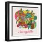 I Love Vegetables - Concept Vector Composition. Bright Tasty Design Element with Tasty Food-smilewithjul-Framed Art Print