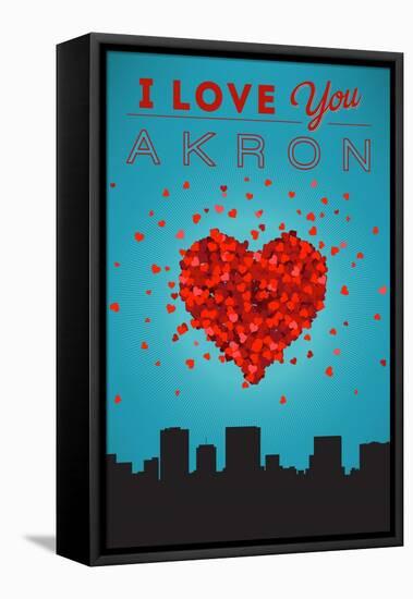 I Love You Akron, Ohio-Lantern Press-Framed Stretched Canvas