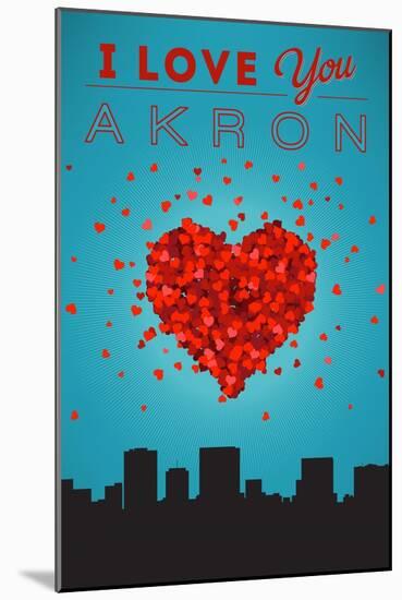 I Love You Akron, Ohio-Lantern Press-Mounted Art Print