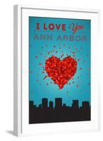 I Love You Ann Arbor, Michigan-Lantern Press-Framed Art Print