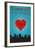 I Love You Ann Arbor, Michigan-Lantern Press-Framed Art Print